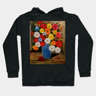 Some mixed flowers with metallic blue vase Hoodie
